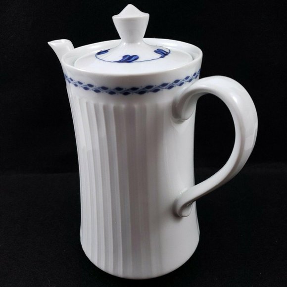 Royal Worcester Coffee Pot White With Blue Leaves - Picture 5 of 12